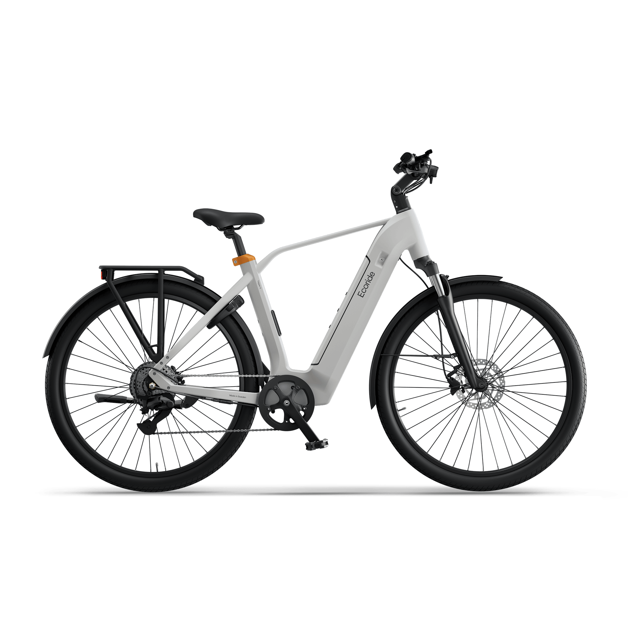 Ecoride Tripper 4 Elcykel Hybrid Navmotor Skivbroms Högt insteg Vit