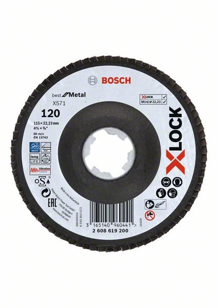 Bosch Lamellrondell 115x22,23mm X-Lock, konisk, fiberplatta, X571, Best for Metal