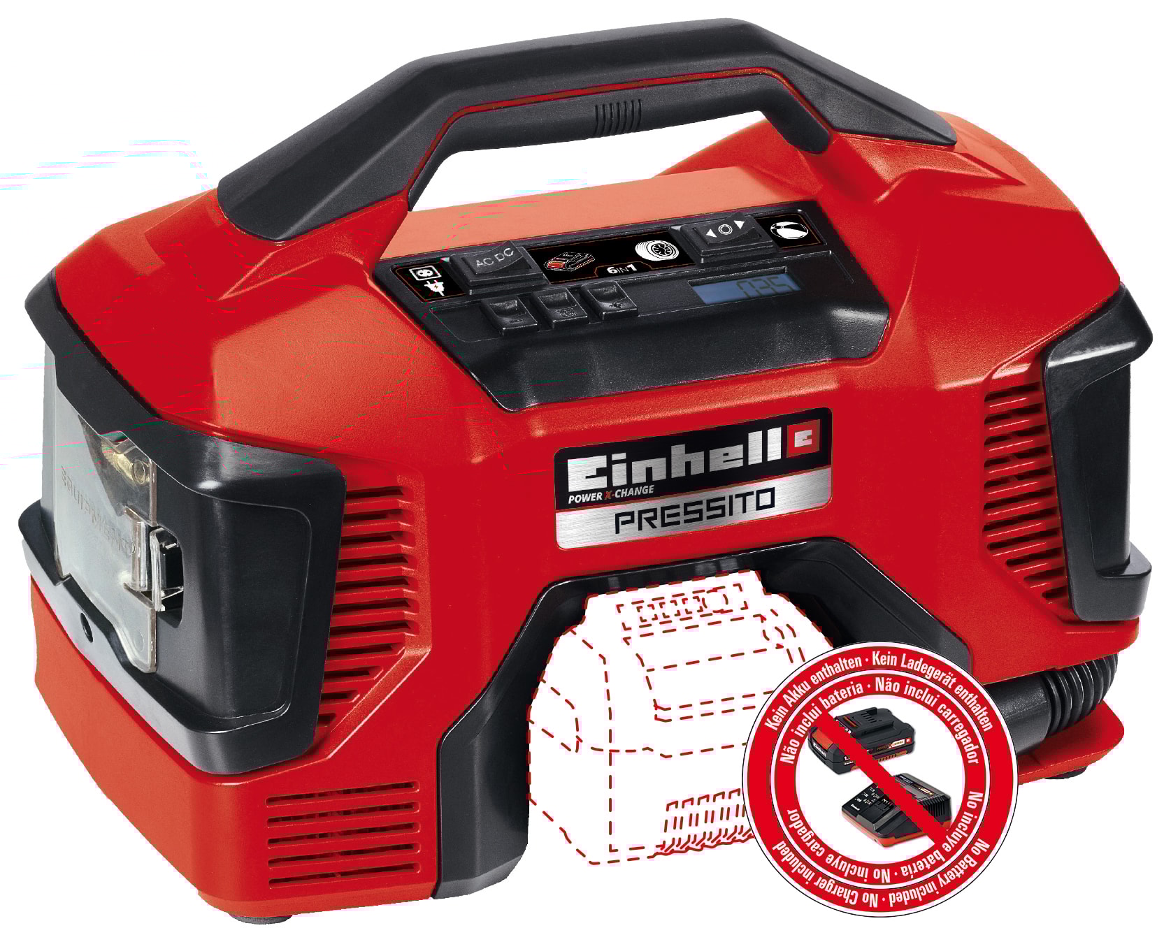 Einhell Pressito Solo Hybridkompressor, el- och batteridriven