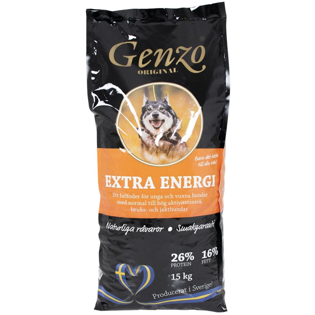 Genzo Extra Energi 15kg Hundfoder Hel Pall 24 säckar -