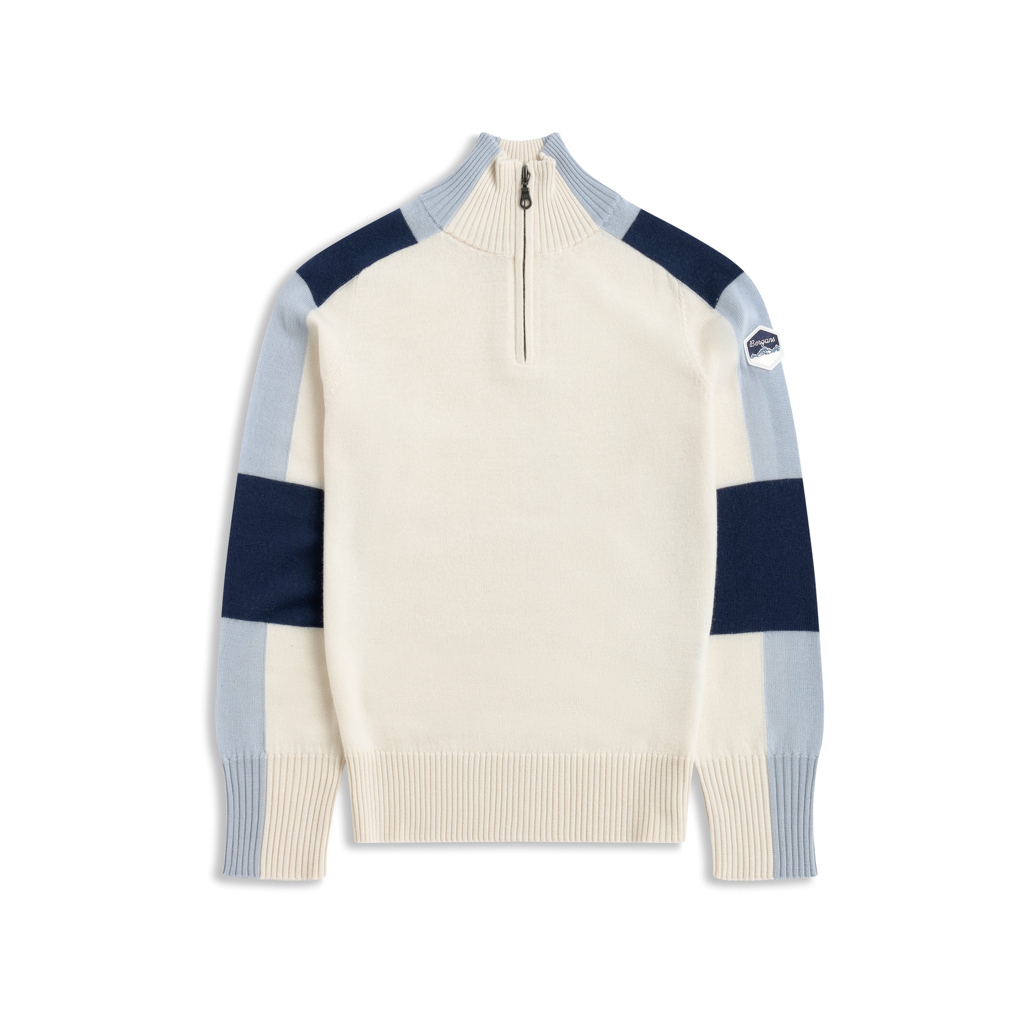 Bergans Lyderhorn Half-Zip Wollpullover Damen Creme/Navy Blue