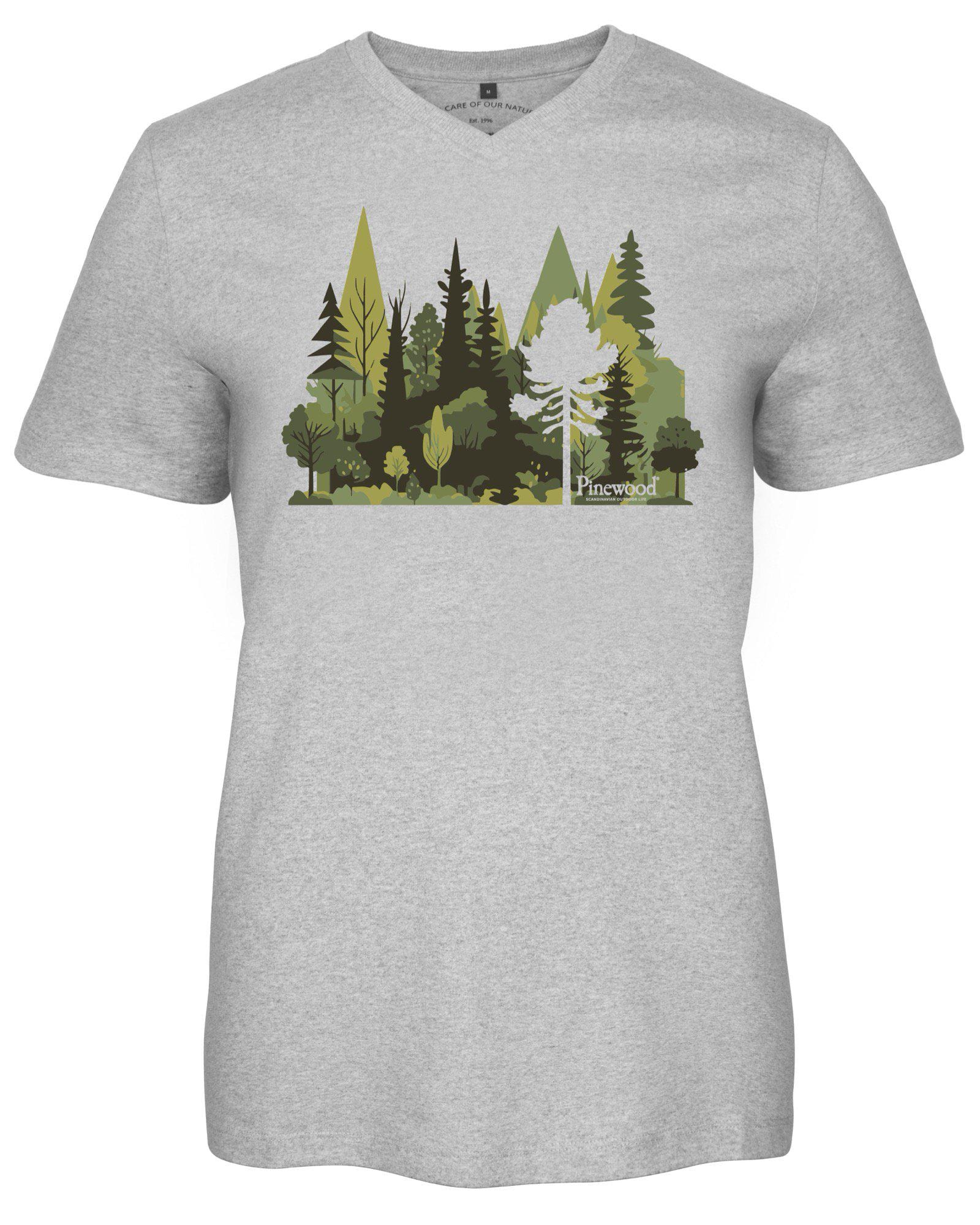 Pinewood Finnveden Recycled Outdoor T-Shirt Dam Light Grey Melange Forest