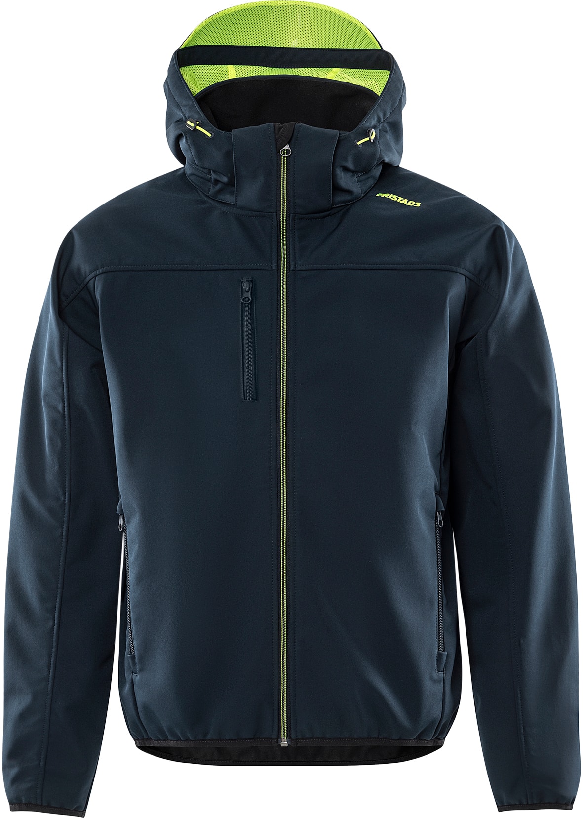 Fristads Softshell-Jacka Med Huva 4655 GBF Mörk Marinblå/Varselgul M