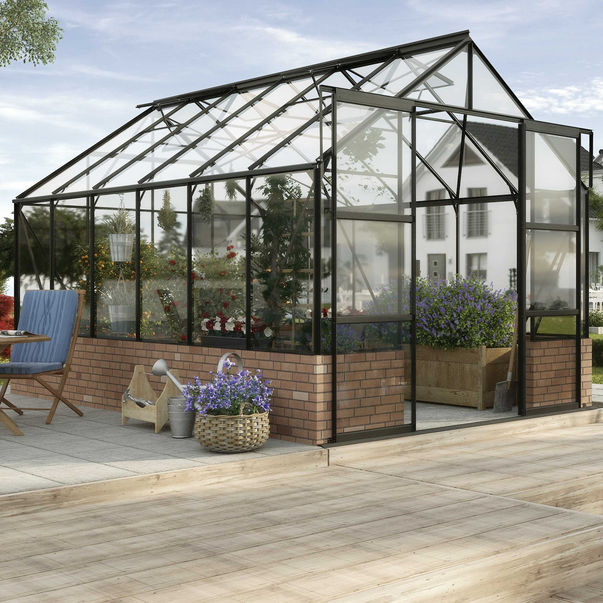 Vitavia Cassandra 9900 Växthus - 9,9 m2 Svart 3mm Härdat Glas - Finns i flera färger