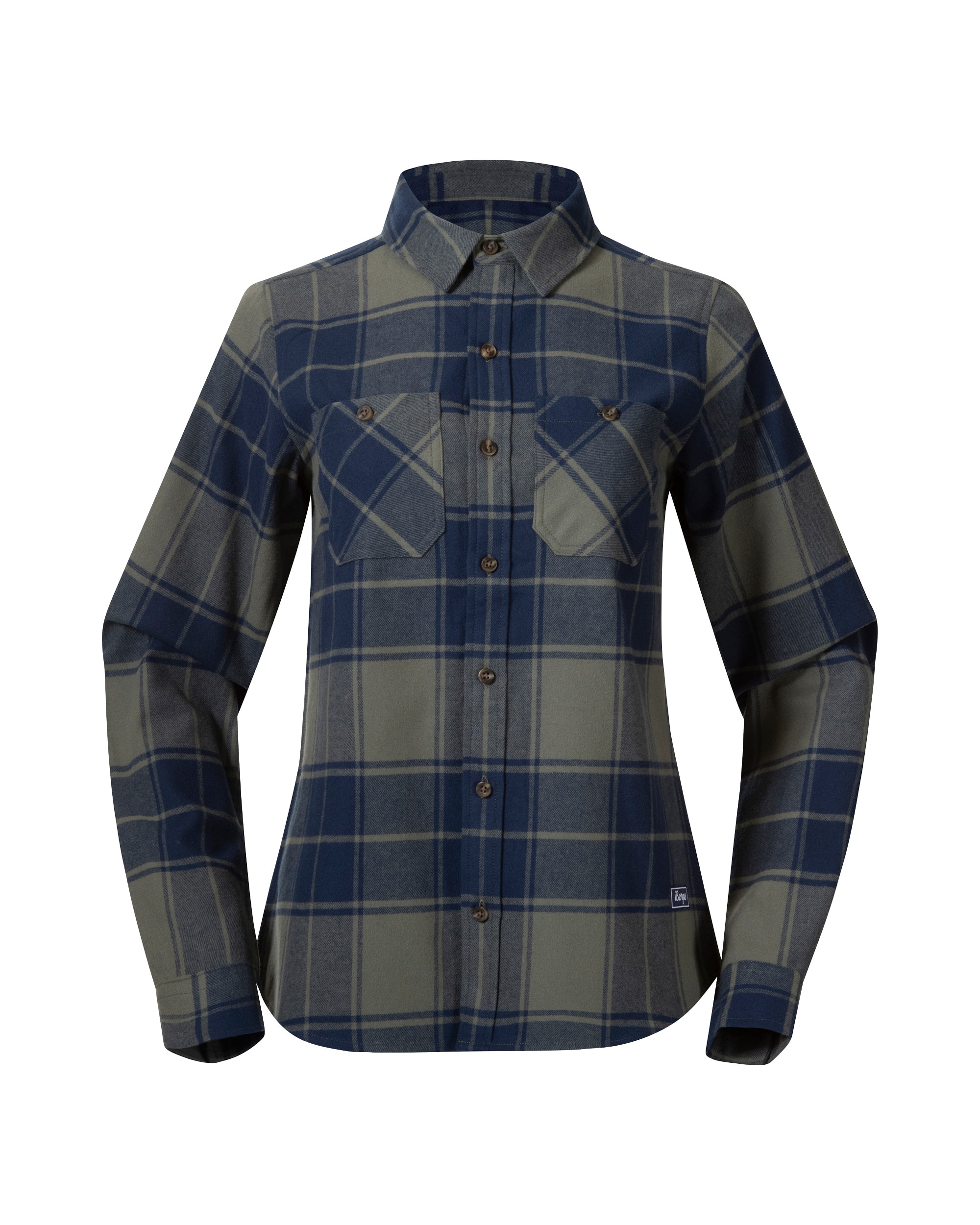 Bergans Nordmarka Flanellhemd Damen Green Mud/Navy Blue Check