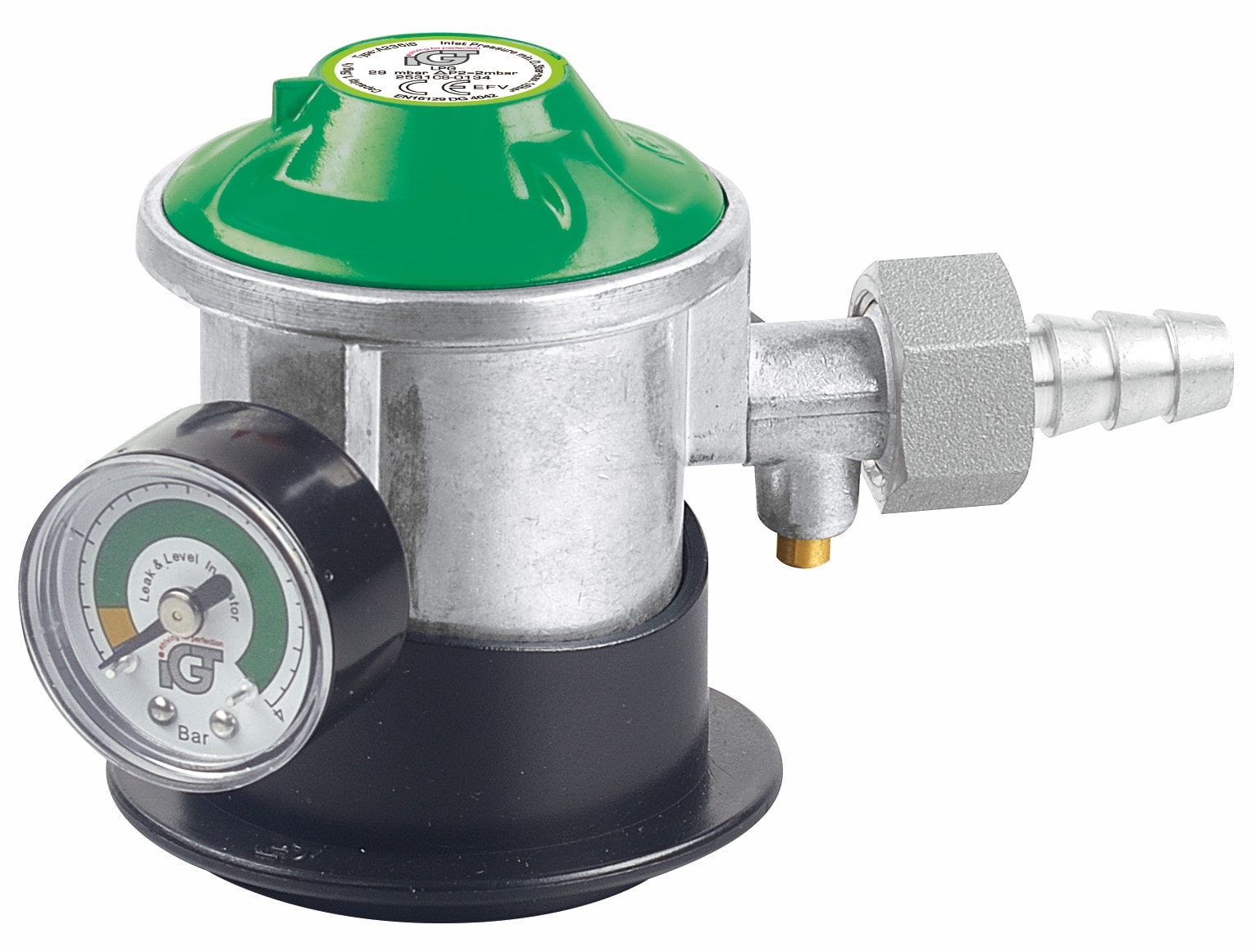 Gasregulator med manometer fra IGT. Godkendt.