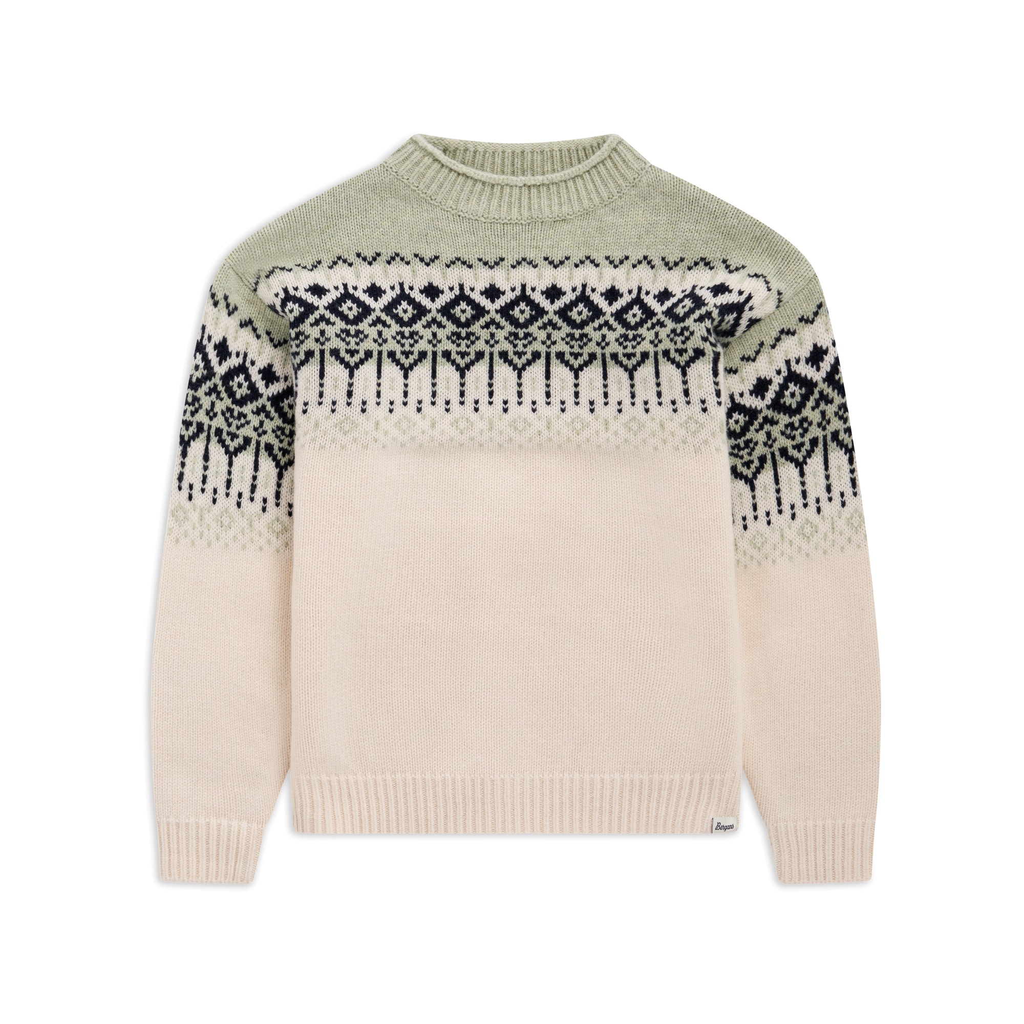 Bergans Steiro Knitted Villapaita Creme/Light Green Mud