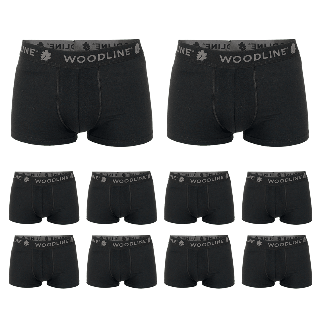 Woodline-boksershortsit, musta, 10 kpl:n pakkaus