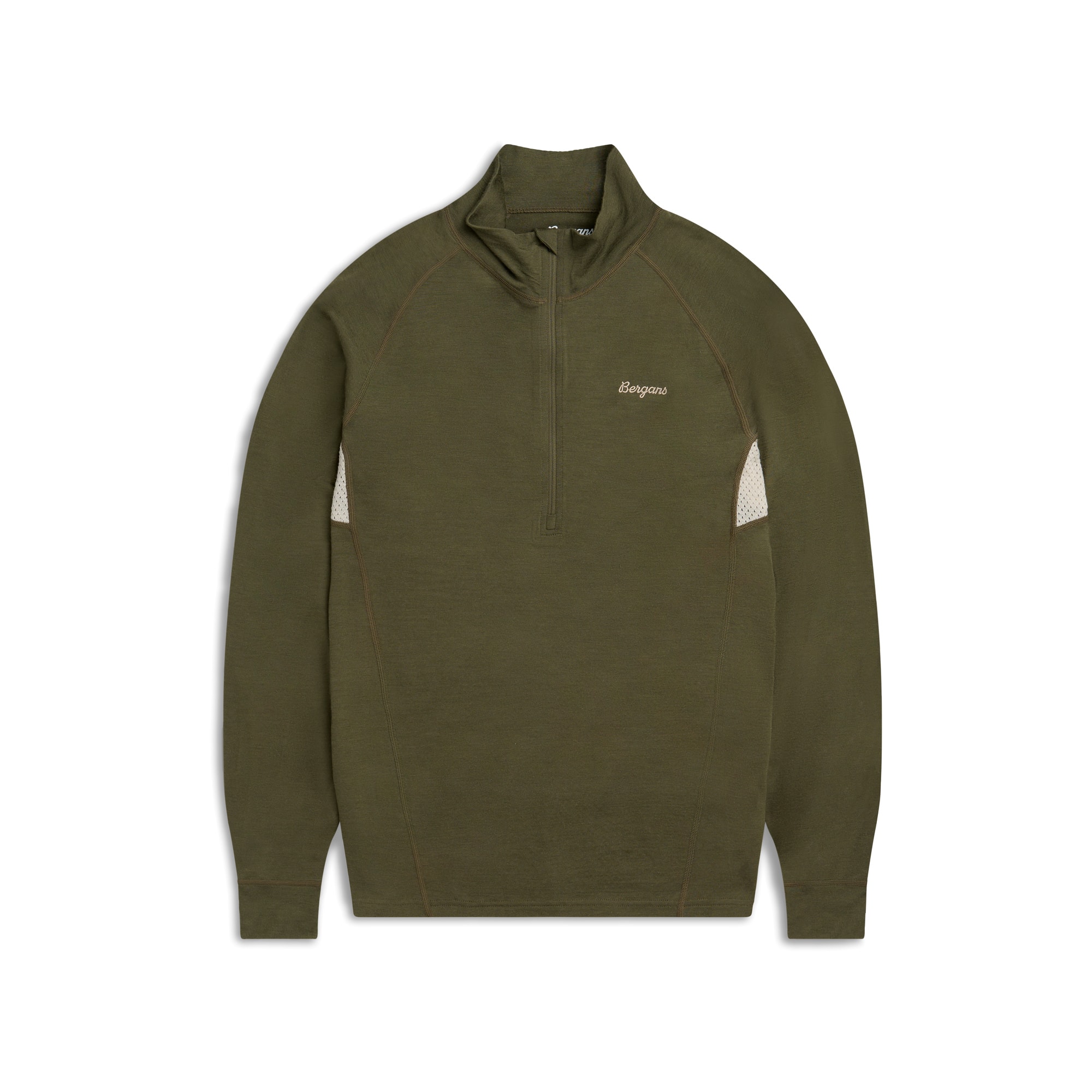 Bergans Inner:Pure Merino Half-Zip Aluspaita Miehet Pine Forest/Bone White