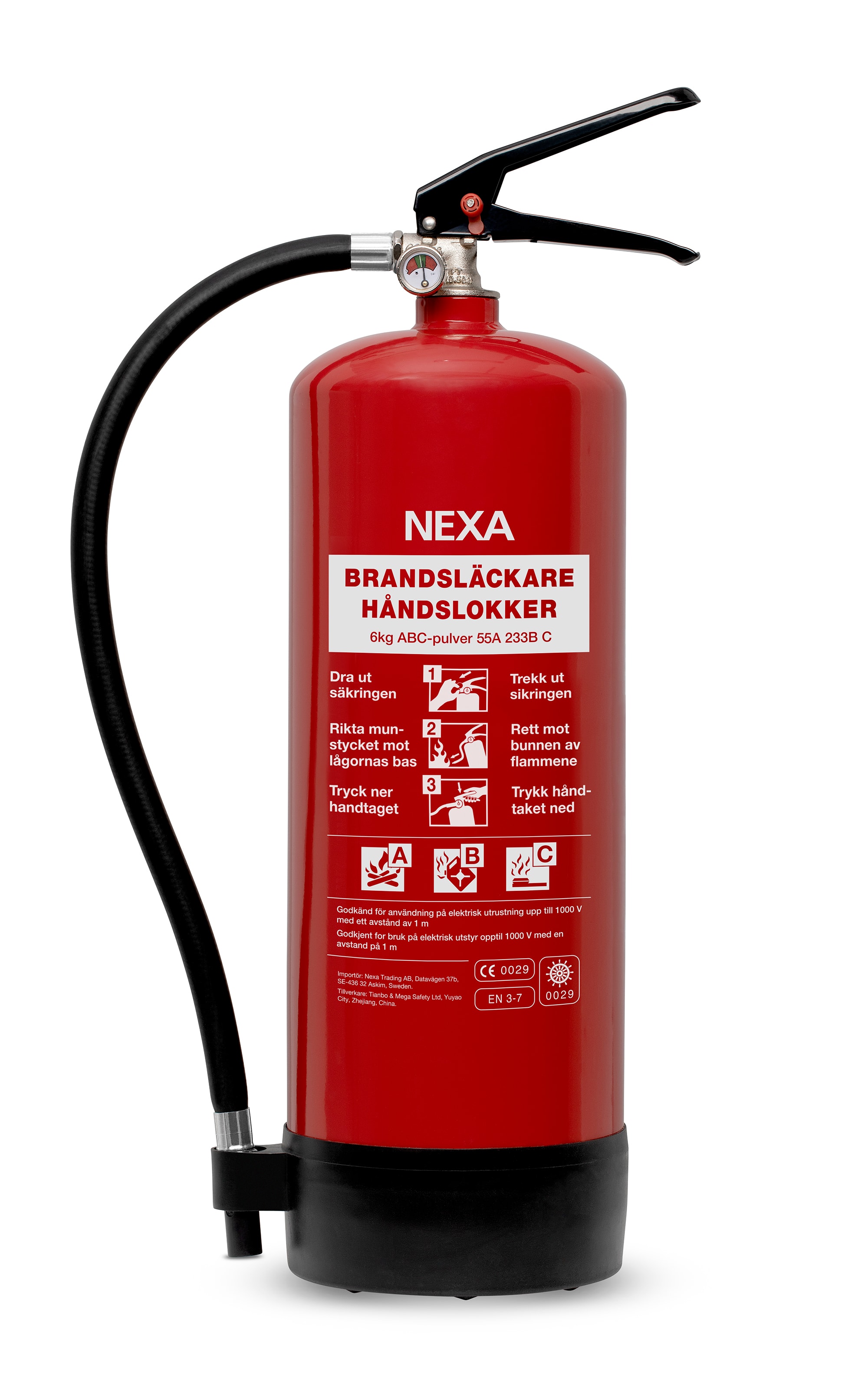 Nexa Brandsläckare 6kg Pulver 55A 233B C Röd -
