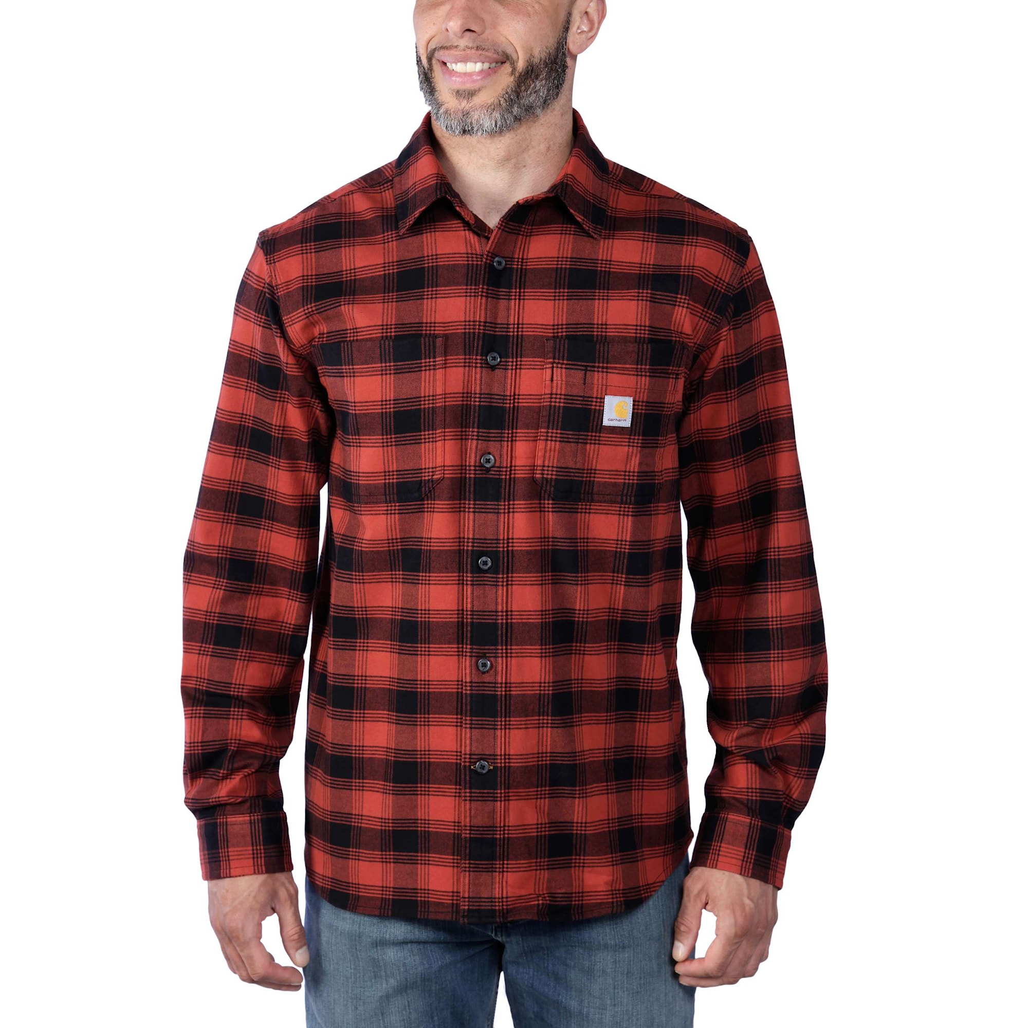 Carhartt Midweight Flannel Shirt Mens Red Ochre S