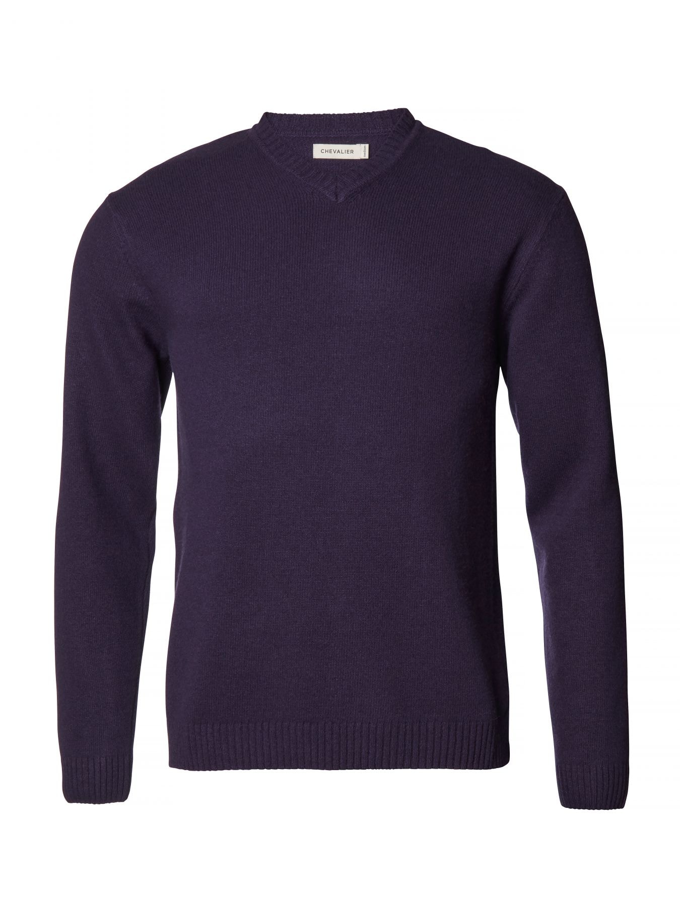 Chevalier Stanley V-Neck Wool Pullover Men Eggplant S