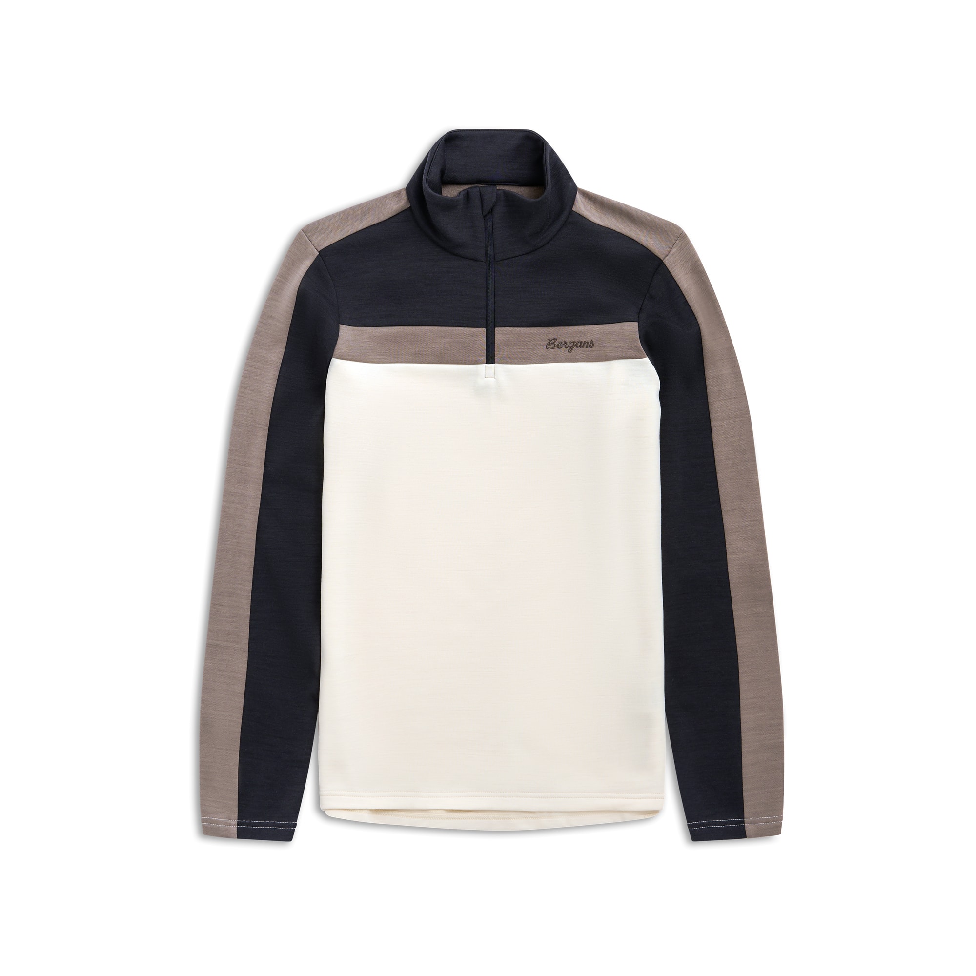 Bergans Uldal Half-Zip Wollpullover Damen Creme/Dark Shadow Grey