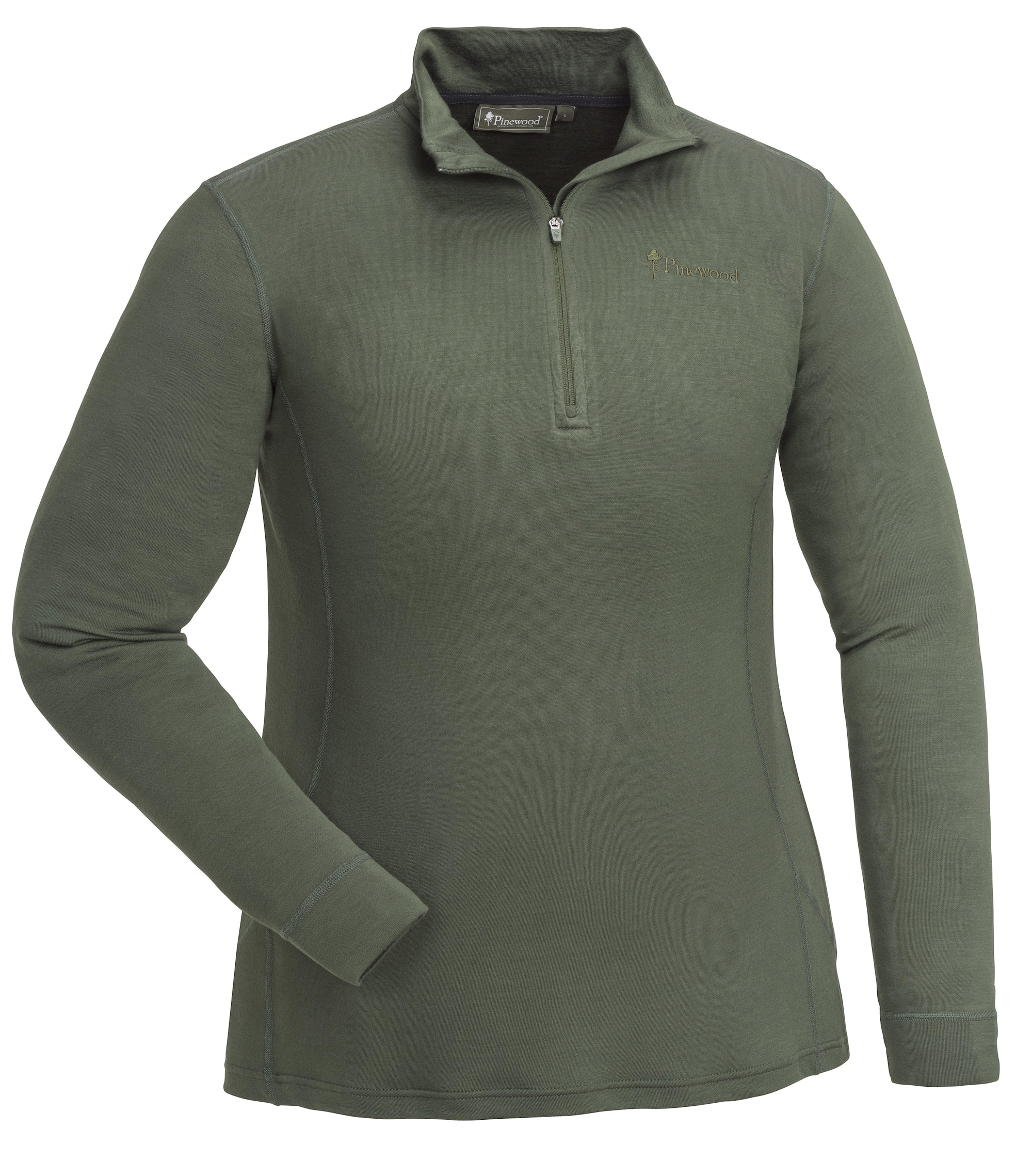 Pinewood Abisko Merino Baslager Half Zip Dam Dark Mossgreen