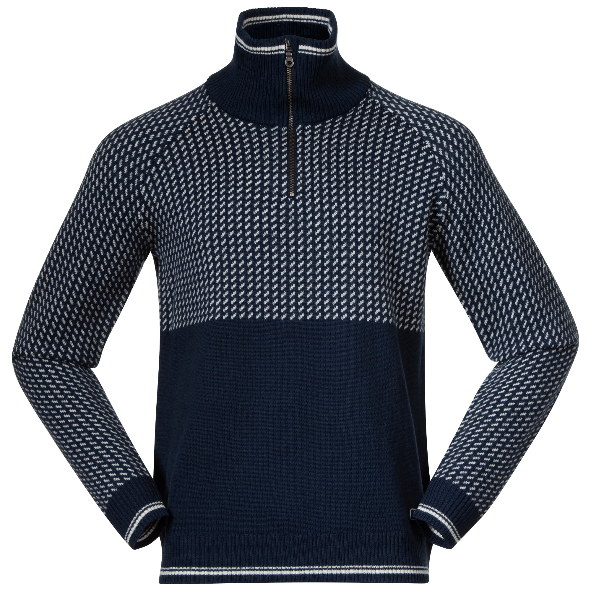 Bergans Alvdal Wool Half Zip Men Navy Blue/Vanilla White