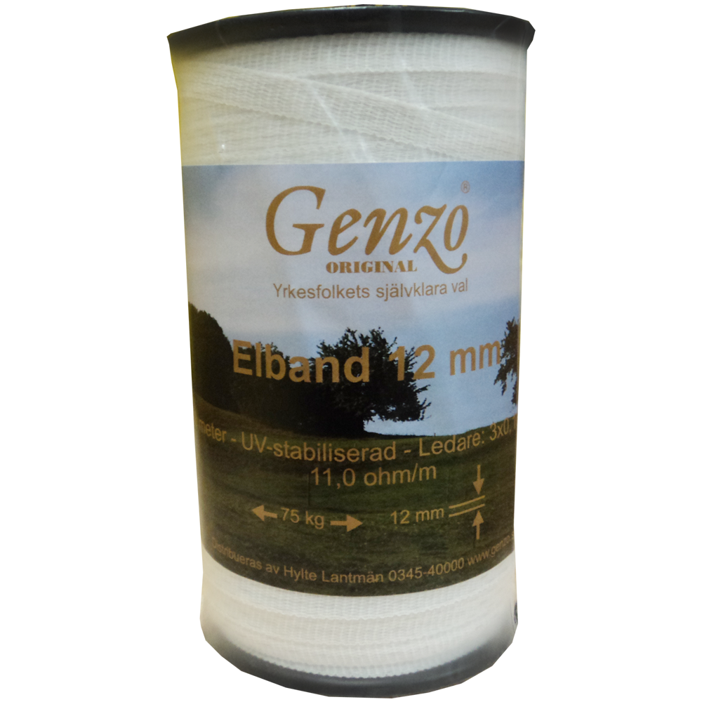 Genzo Elektrisk Gjerdebånd 12 mm 200 m Hvit
