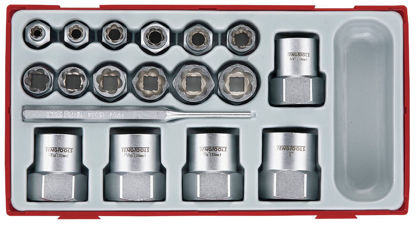 Teng Tools 18 dele Sæt med sekskantede udtrækkere TTBE18