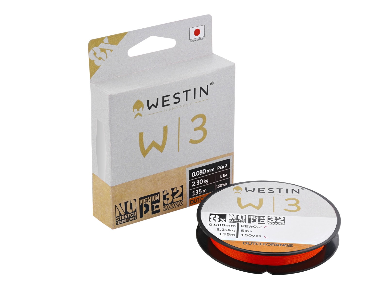 Westin W3 8-Braid Dutch Orange 135M/150YDS 0.148mm 6.1KG 13LBS PE 0.8 -