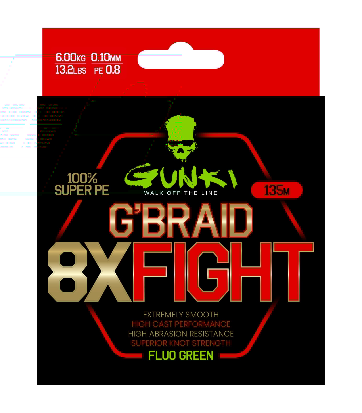 Gunki G'Braid 8X Fight Fluo Green 135m Flätlina