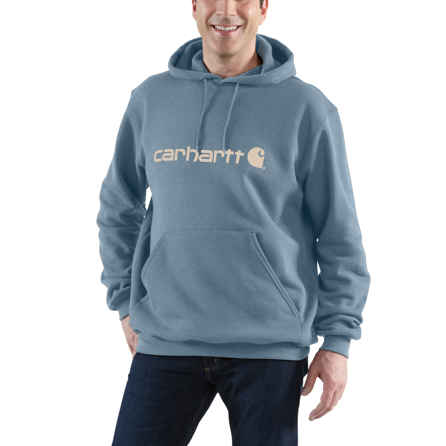 Carhartt Signature logo Genser, Herre, Thundercloud heather, XS