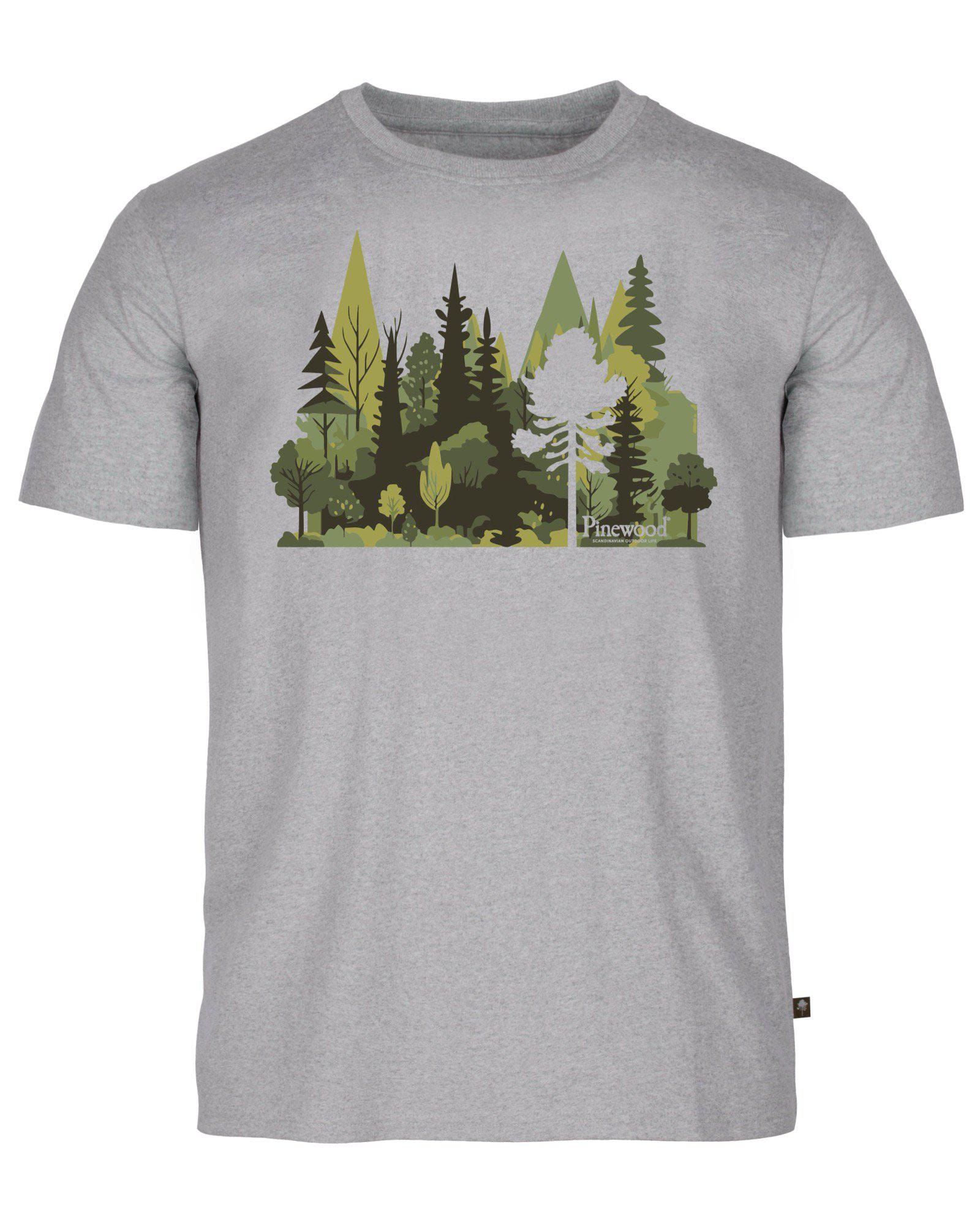 Pinewood Finnveden Recycled Outdoor T-Shirt Herr Light Grey Melange Forest