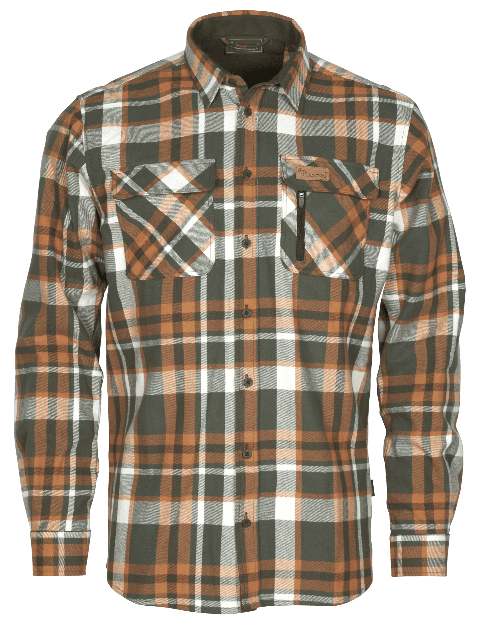 Pinewood Lappland Rough Flannelskjorta Herr Green/Orange