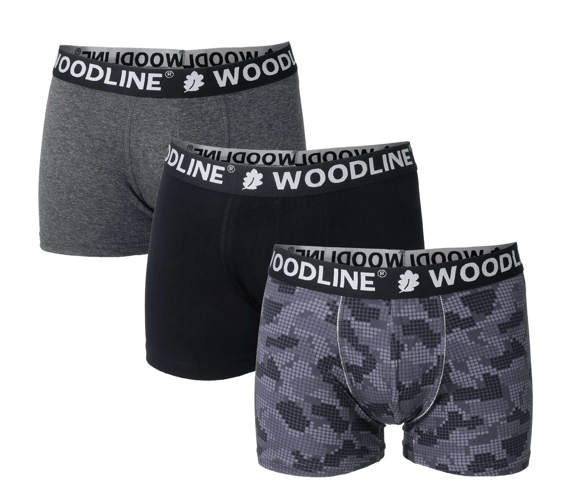 Woodline boxershorts, sort, 3-pak