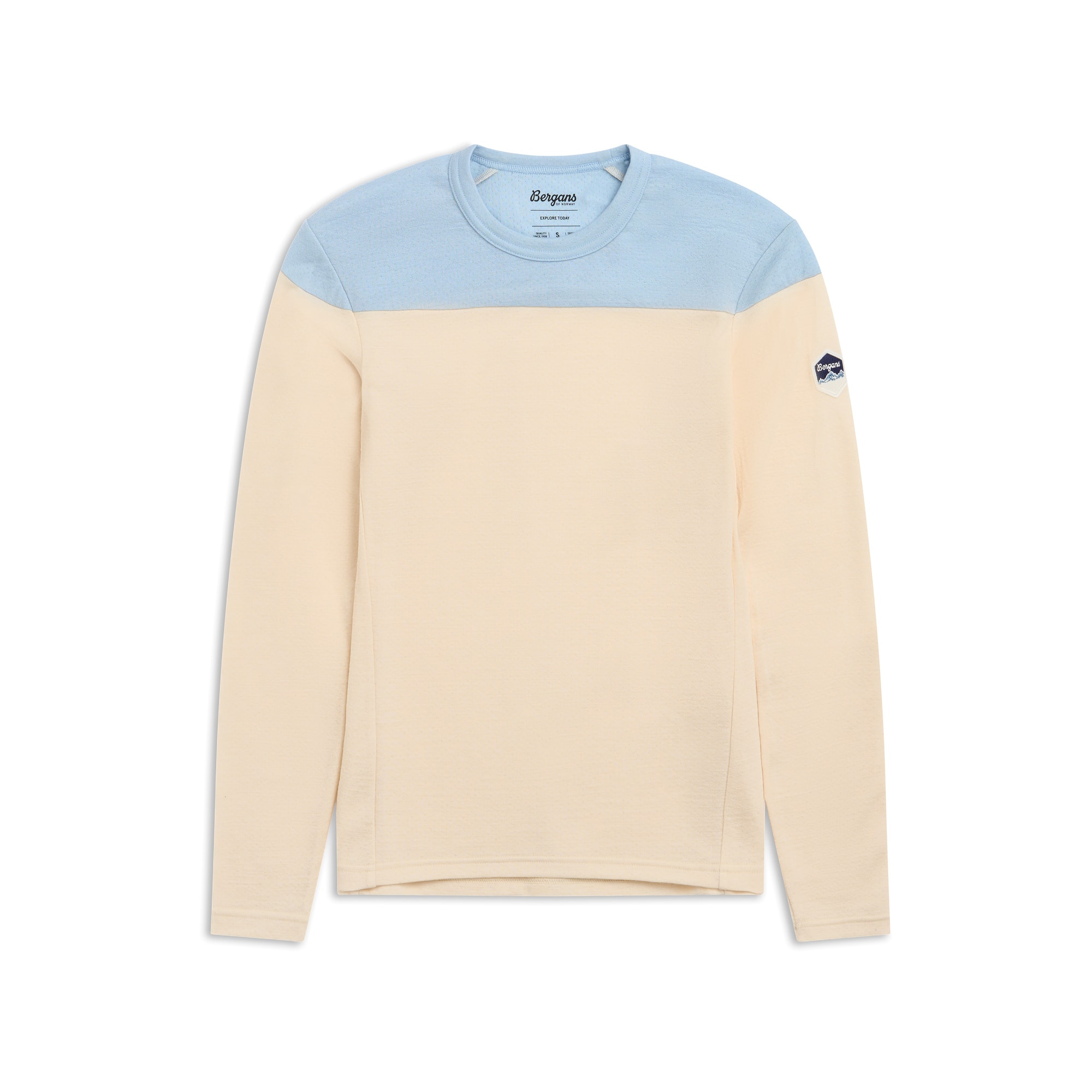 Bergans Inner:Dual Merino L/S Ulltrøye Dame Creme/Light Dusty Blue