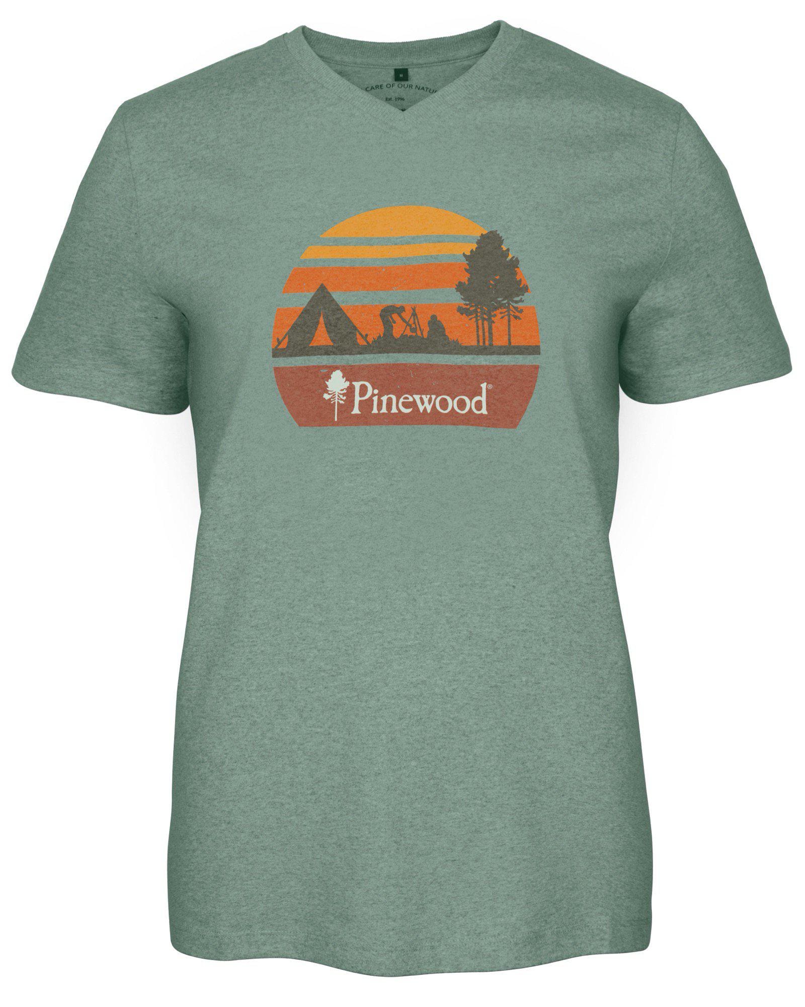 Pinewood Finnveden Recycled Outdoor T-shirt Dam Aqua Green Melange Campsite