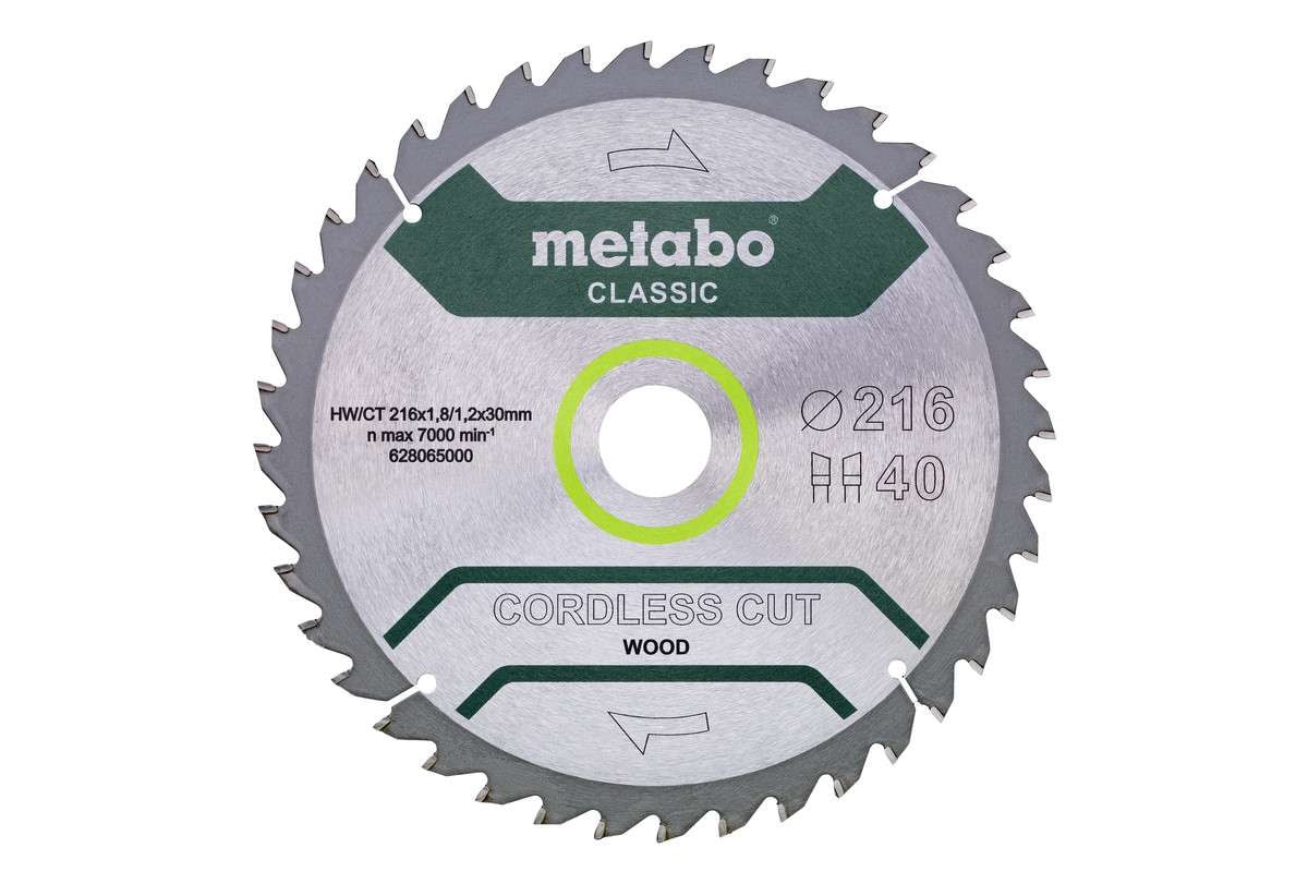 Metabo Sågklinga HM Precision Cut Wood - Classic 216x30, Z40 WZ 5°