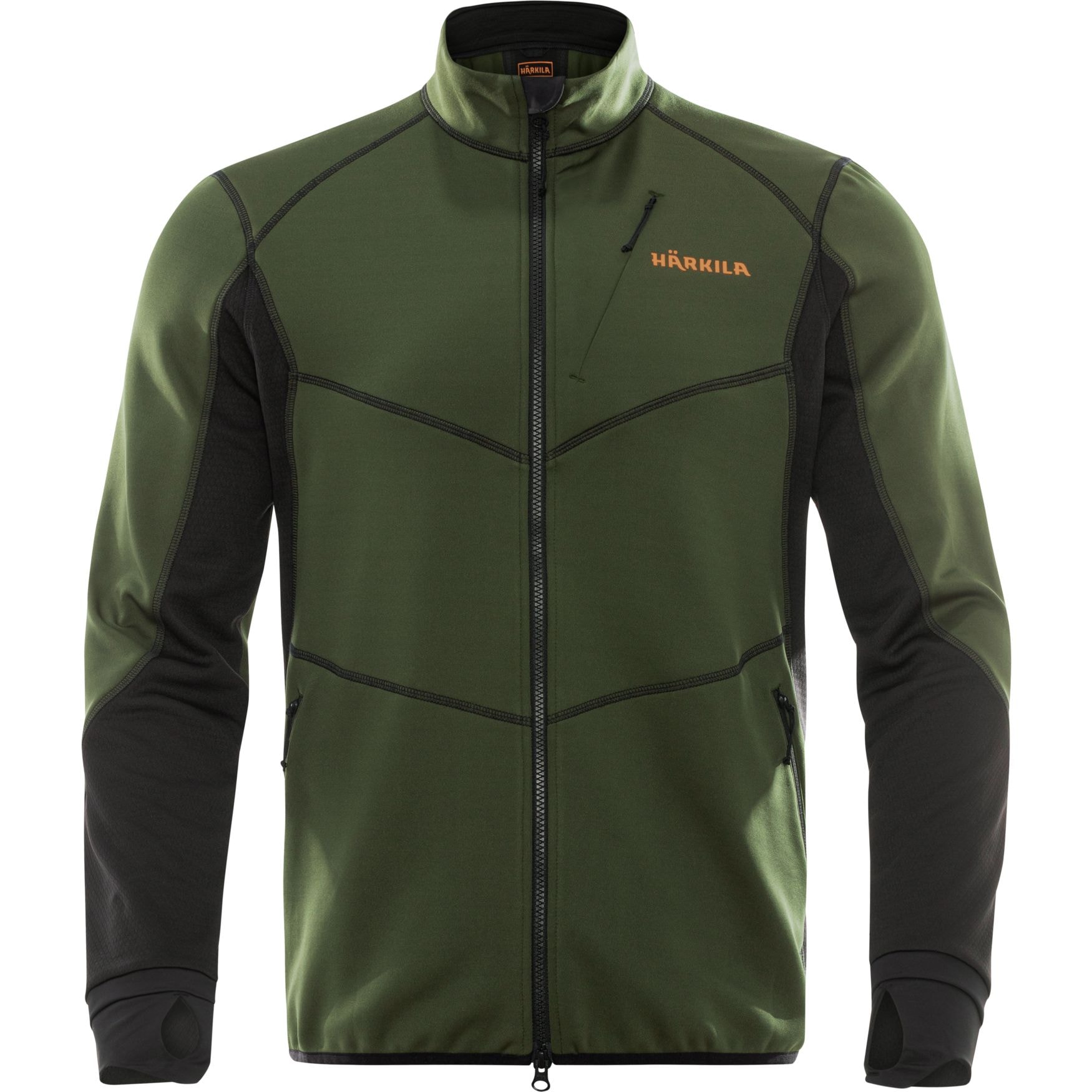 Härkila skandinavische Fleecejacke Duffelgrün/Schwarz