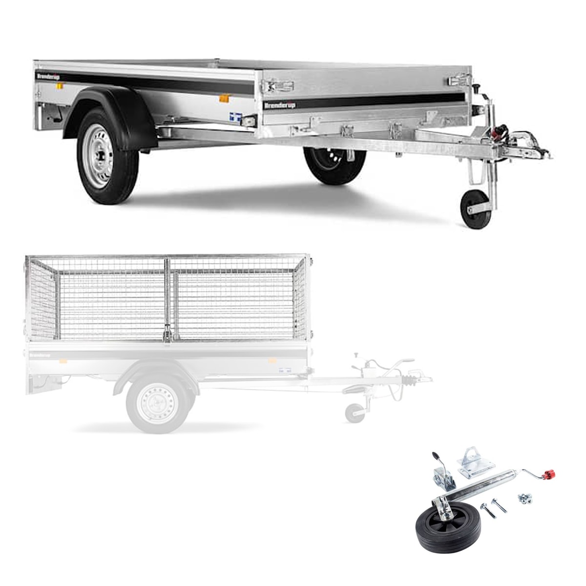 Bilsläp FS1425750U med grindar 800 mm och stödhjulskit -