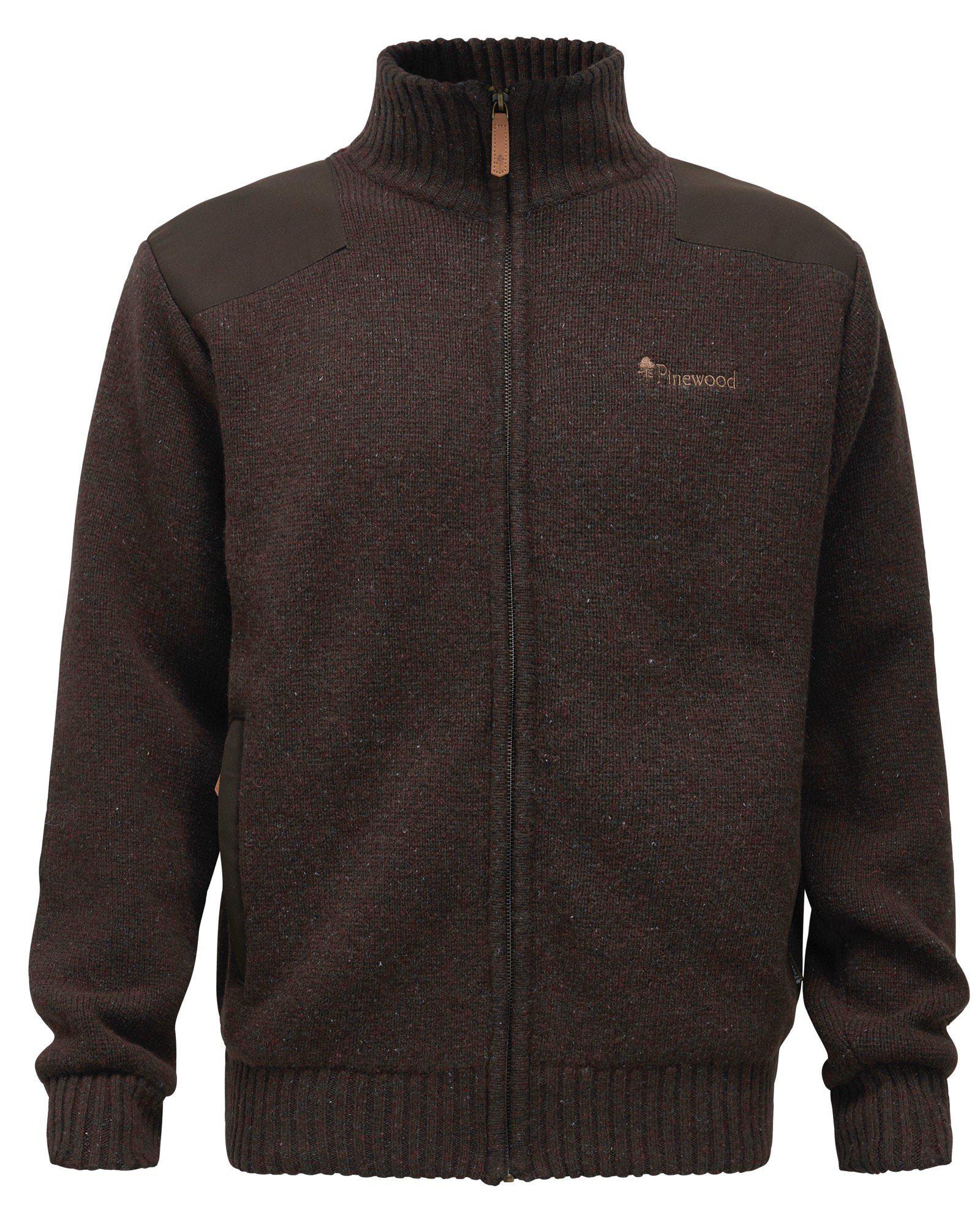 Pinewood Hurricane Full Zip Tröja Herr Dark Brown Melange