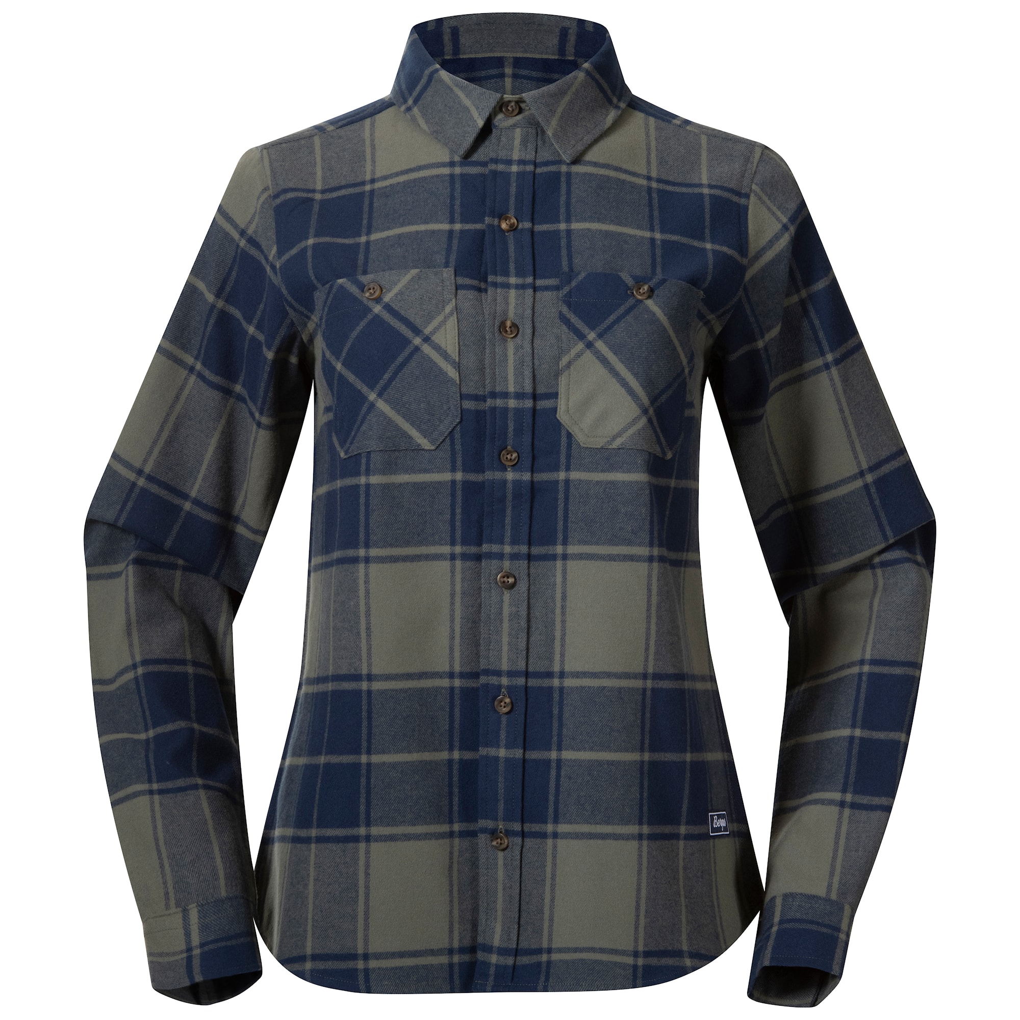 Bergans Nordmarka Flanellskjorte Dame Green Mud/Navy Blue Check