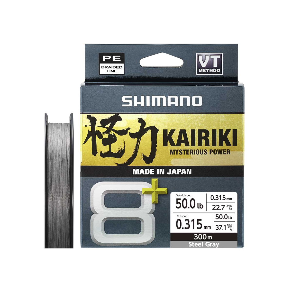 Shimano Line Kairiki 8+ 300m 0.315mm 39,9kg Steel Grey