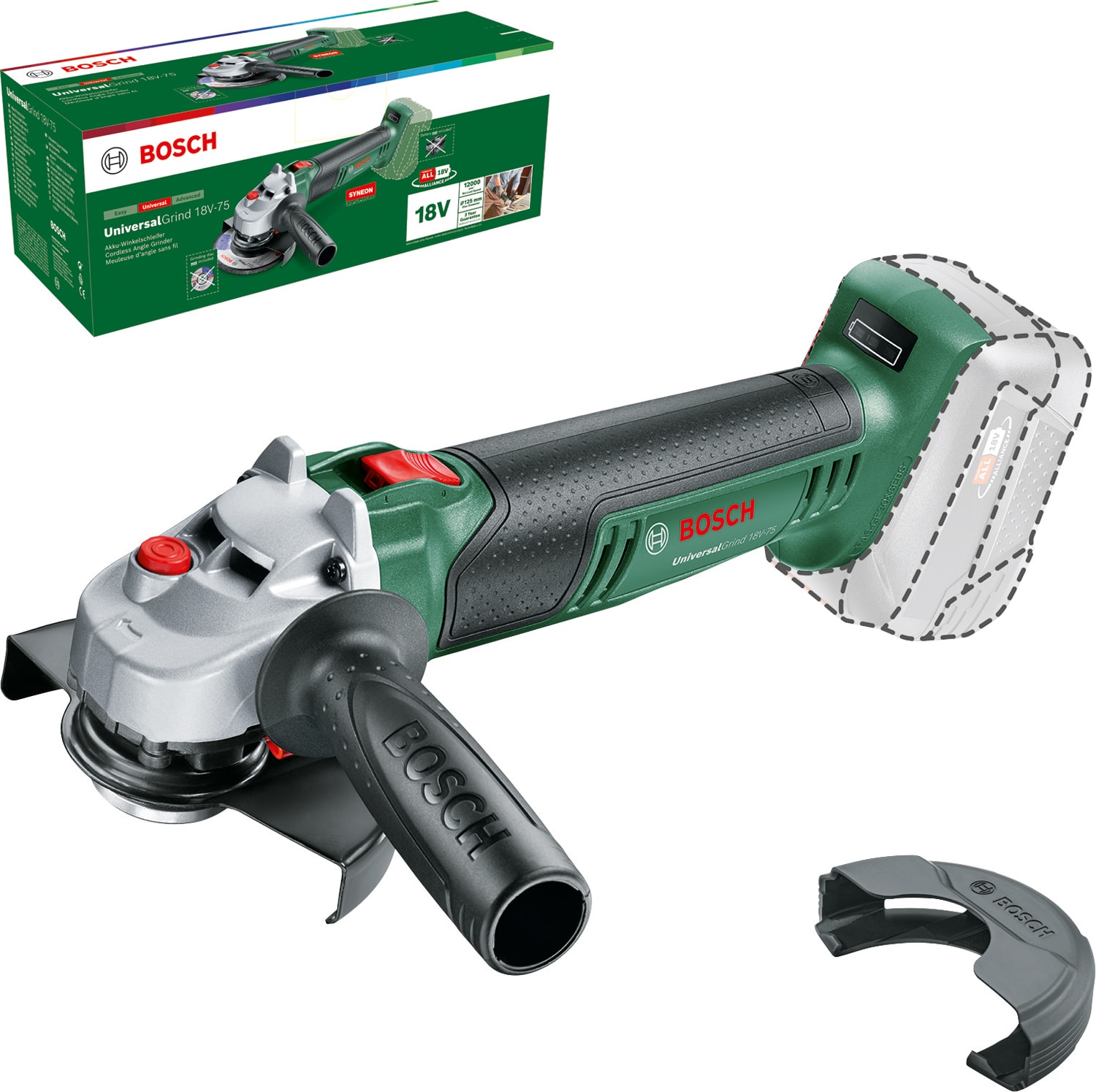 Bosch DIY Vinkelslip Univgrind 18V 125mm utan batterier & laddare M/Ac