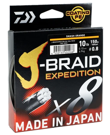 Daiwa J-BRAID Expedition X8E 150 m Smash Orange Geflochtene Schnur