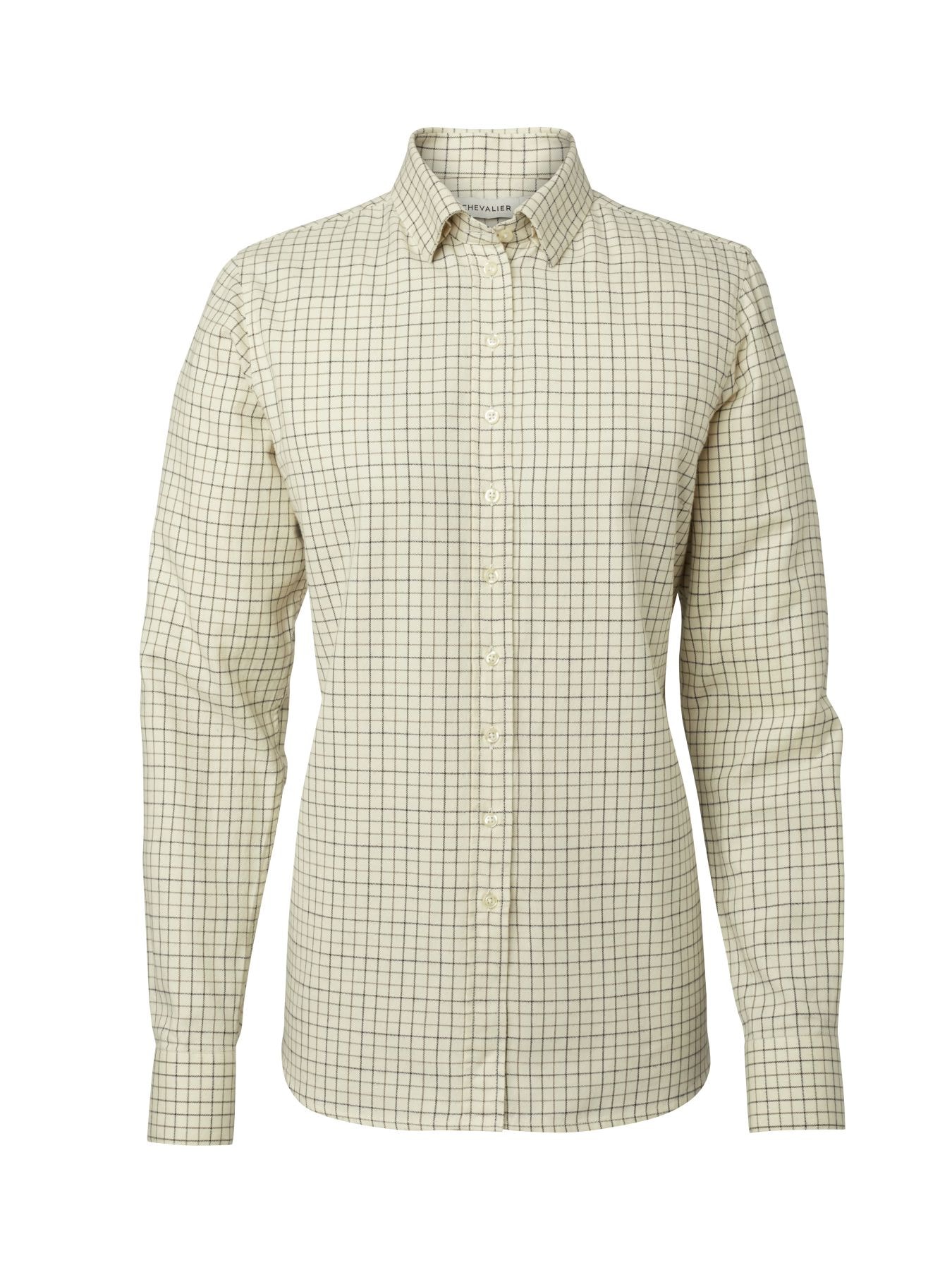 Chevalier Dollis Shooting Fit Wool Shirt Women Soft Green Tattersall 42W