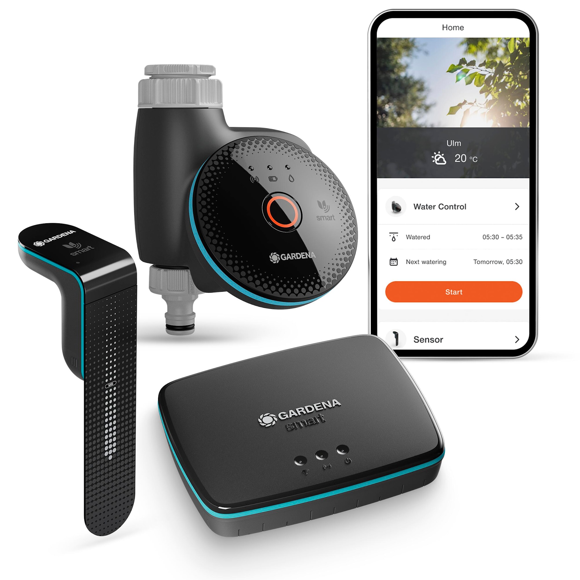 Gardena smart bevattningsdator set med gateway och sensor