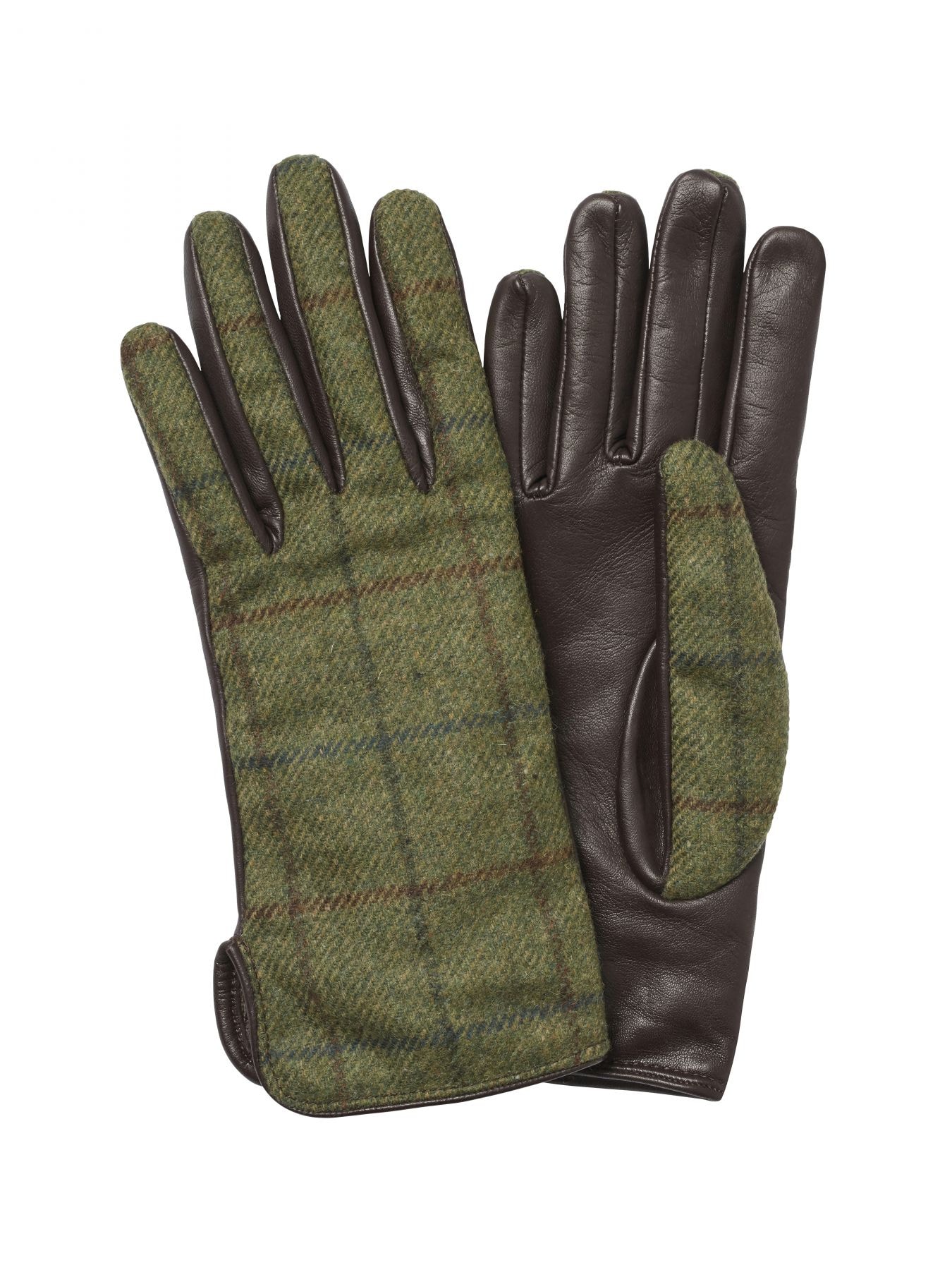 Chevalier Lydney Tweed Gloves Women Winter Moss Checked 6,5