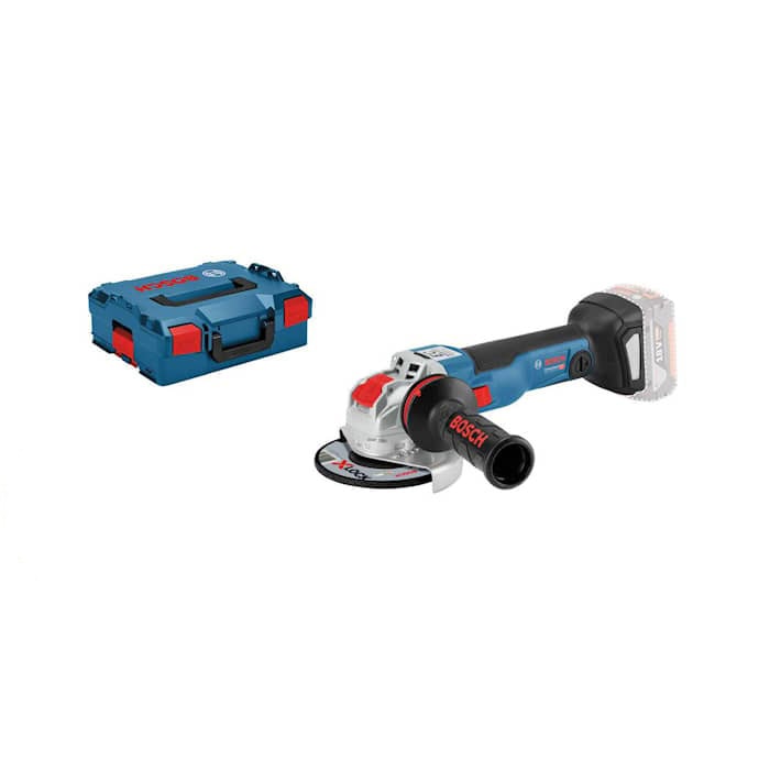 Bosch Vinkelslip GWX 18V-10 C Professional utan batteri & laddare i L-BOXX med tillbehörssats