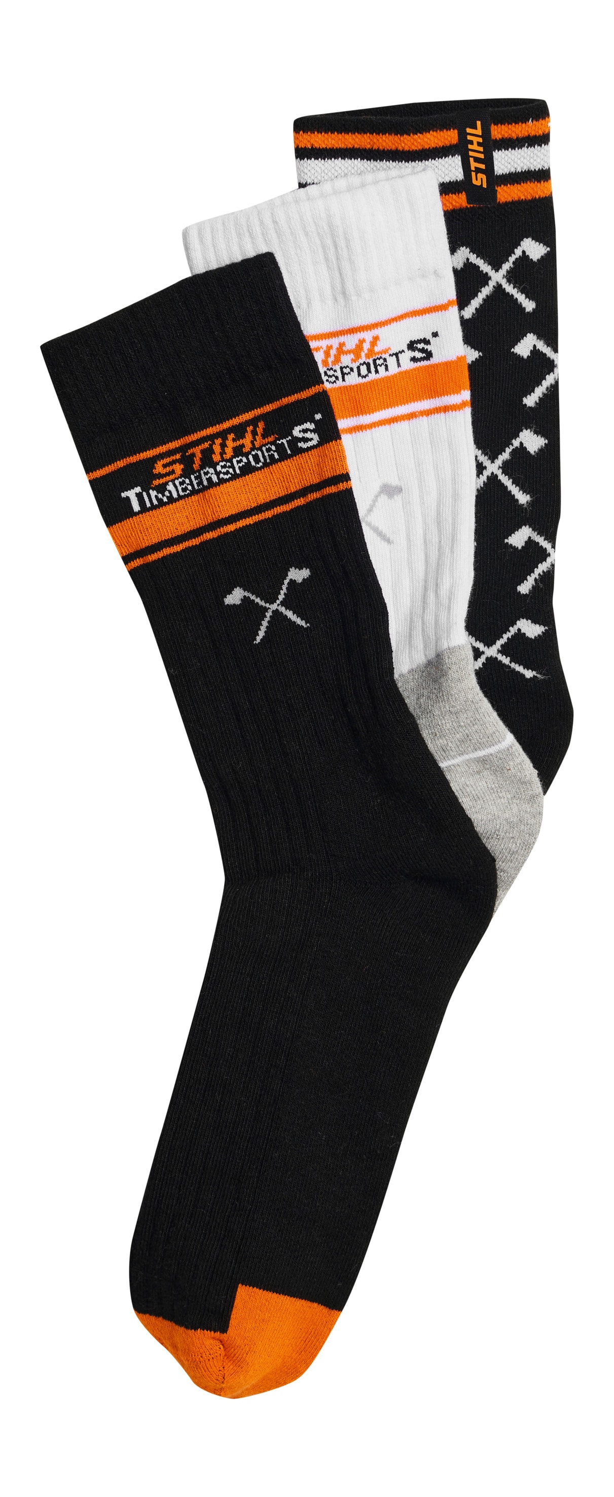 Stihl Timbersports Socken Schwarz/Weiß 3er-Pack