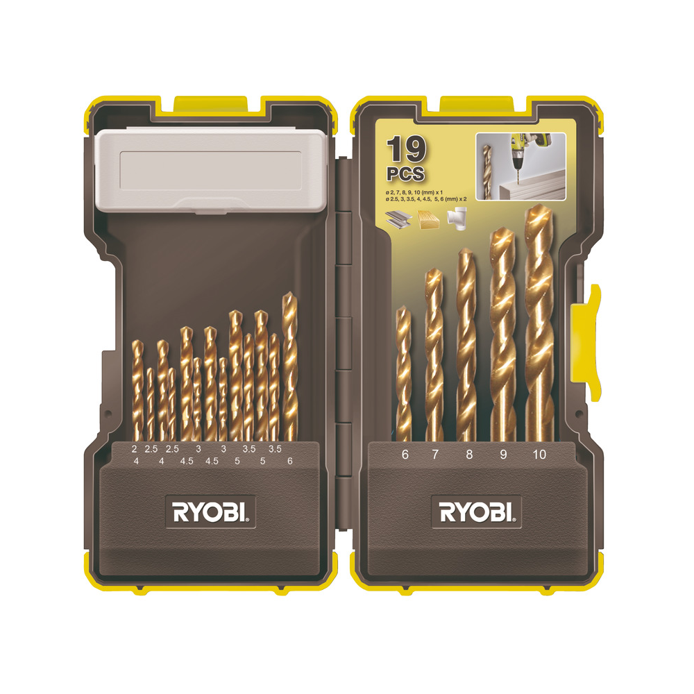 Ryobi RAK19HSS Borrsats Metall HSS 19 Delar