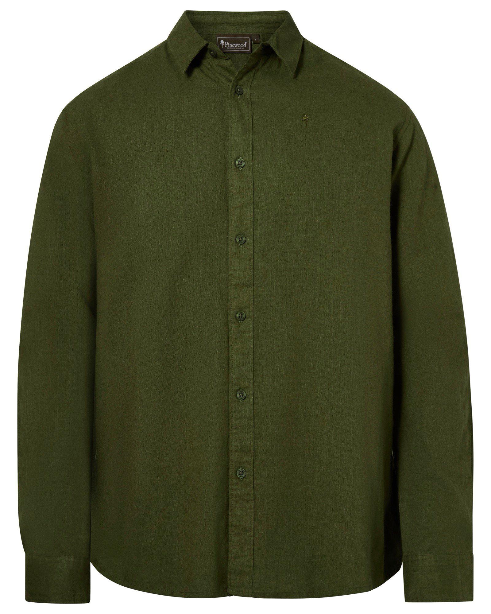 Pinewood Värnamo InsectSafe Hemp mix L/S Skjorta Herr Pine Green