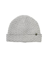 Chevalier Shandy Cable Knit Wool Beanie Light Grey Melange One Size