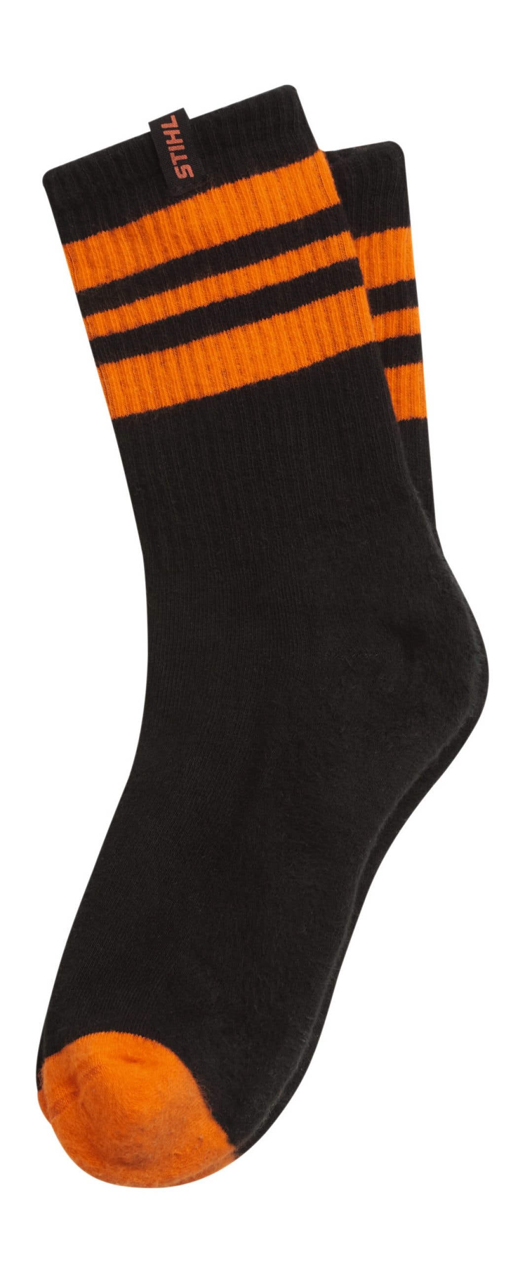 Stihl Socken gestreift Schwarz/Orange