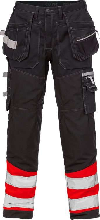 Fristads Hantverkarbyxa 2127 CYD, Klass 1 Varsel Röd/Svart C54