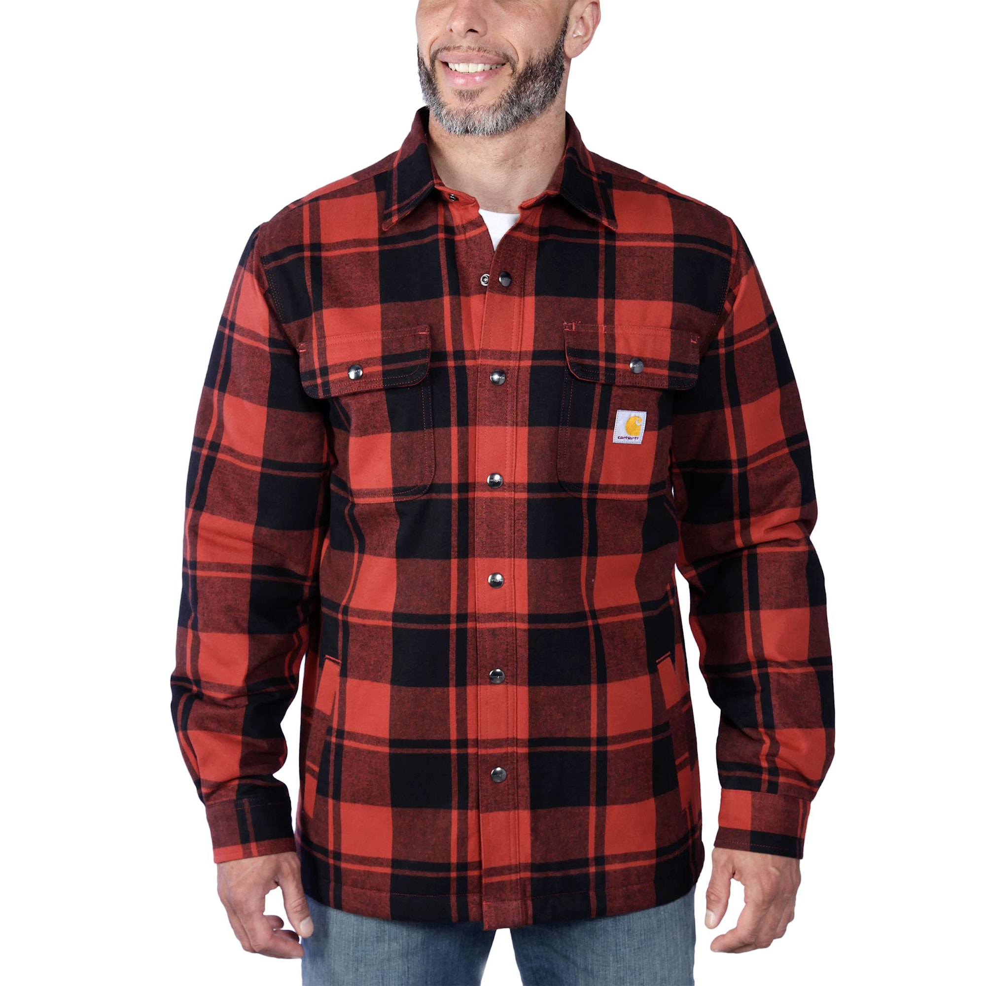 Carhartt Lined Flannel Shirt Jacket Mens Red Ochre S