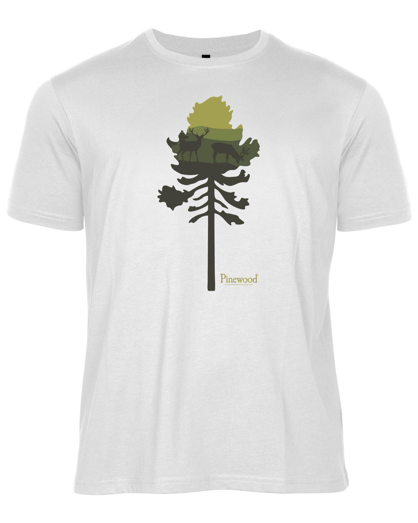Pinewood Finnveden Recycled Outdoor T-Shirt Herr White Melange Pine Tree