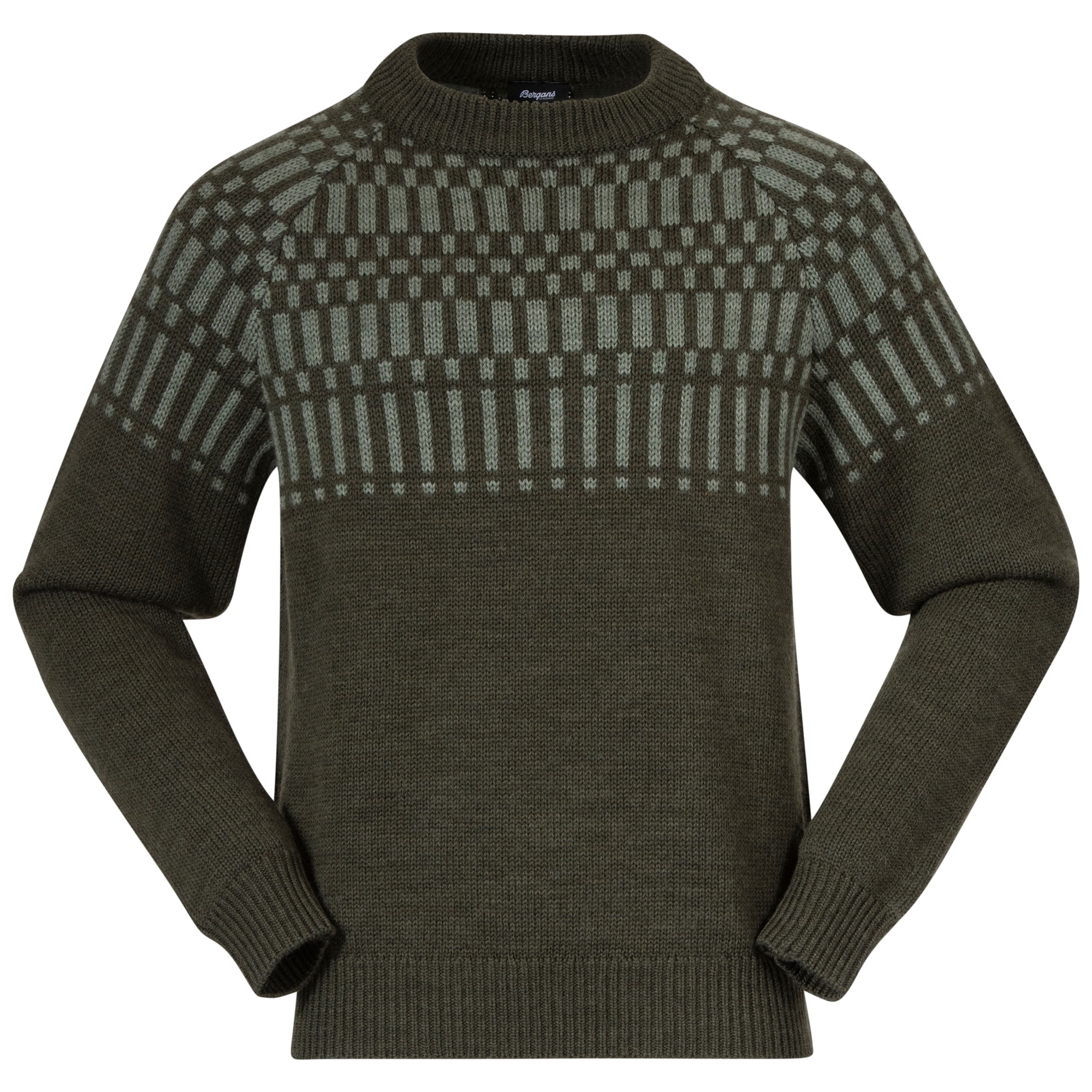 Bergans Nordmarka Merino Jumper Miehille Dark Green Mud / Light Green Mud